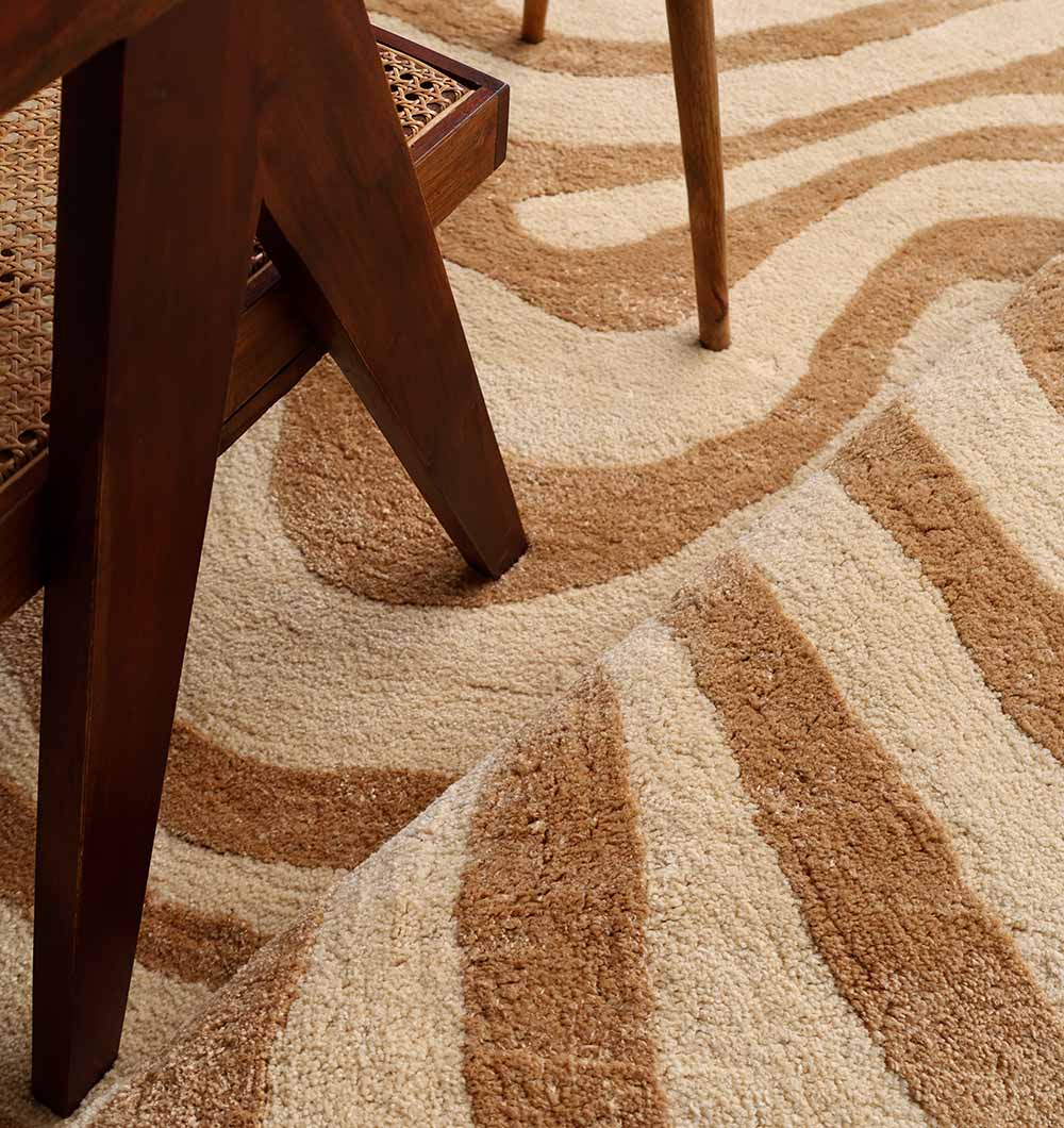 Rectangle Beige & Brown Color Shaggy Rug for Living Room - SG 032 (200x300 cm)