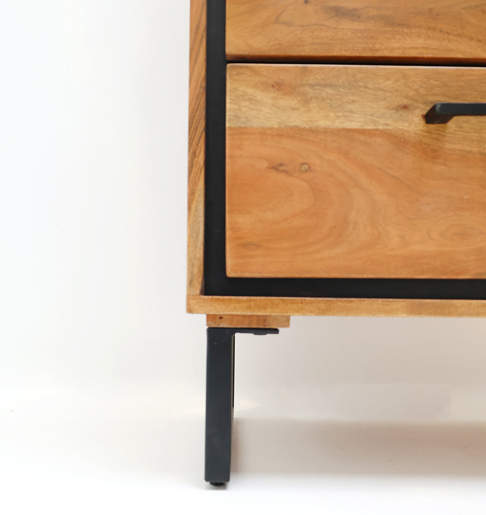 Acacia Wood Cabinet Almirah With Open Shelves SLI-1035