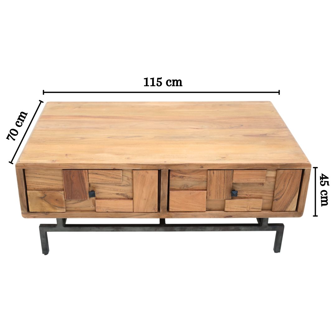 Modern Acacia Wood TV Cabinet with Metal Base SLI-1041
