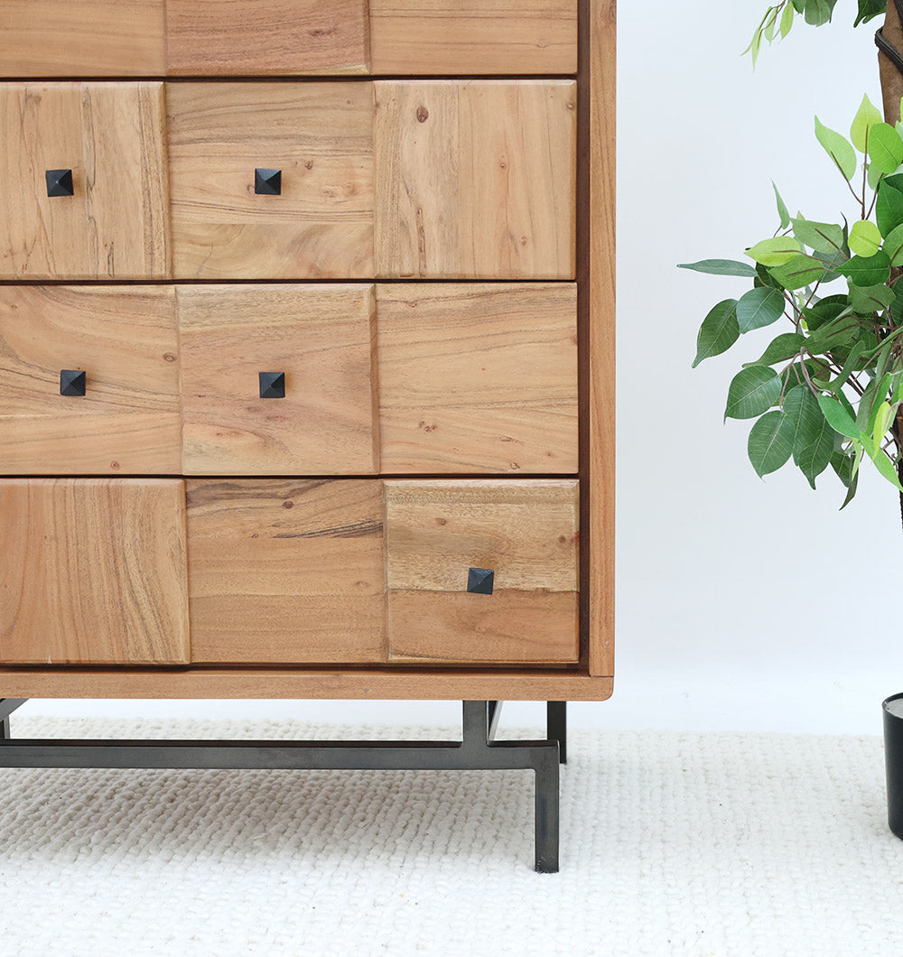 Natural Acacia Wood Drawer Cabinet – 4 Drawer Cabinet SLI-1043