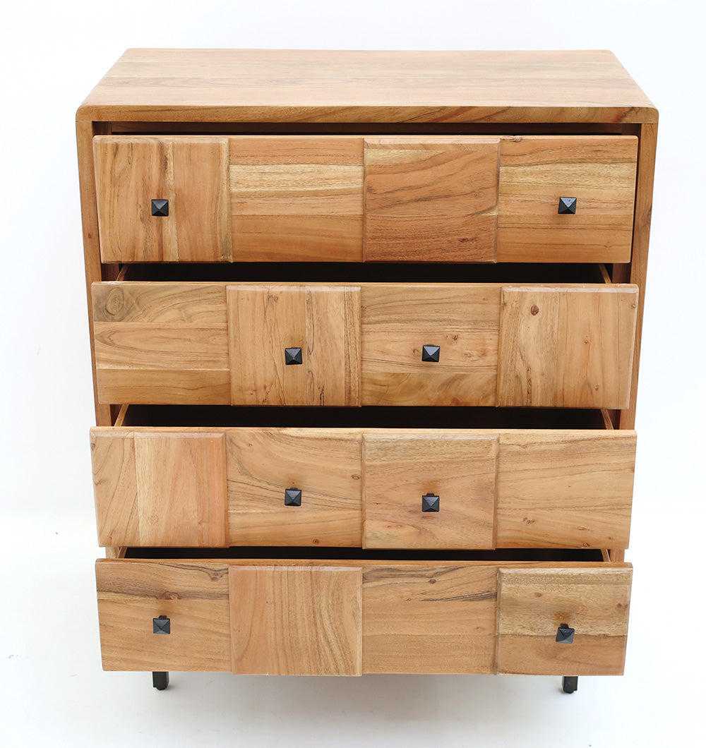 Natural Acacia Wood Drawer Cabinet – 4 Drawer Cabinet SLI-1043