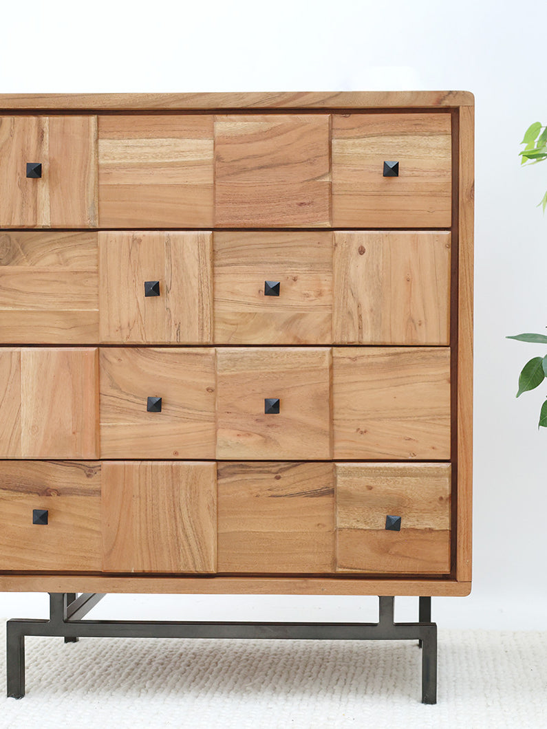 Natural Acacia Wood Drawer Cabinet – 4 Drawer Cabinet SLI-1043