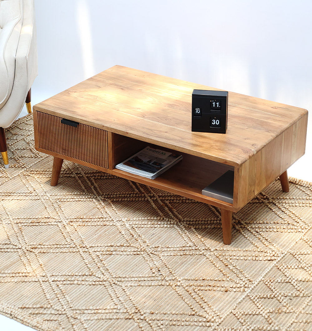 Modern Industrial Acacia Wood Sideboard with Black Metal Base SLI-1067
