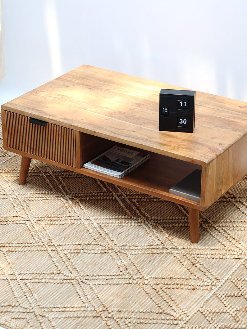 Modern Industrial Acacia Wood Sideboard with Black Metal Base SLI-1067