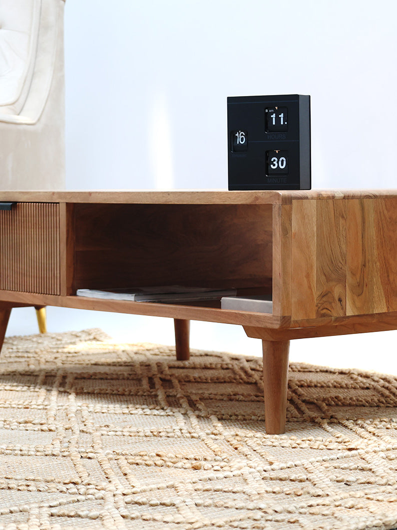 Modern Industrial Acacia Wood Sideboard with Black Metal Base SLI-1067