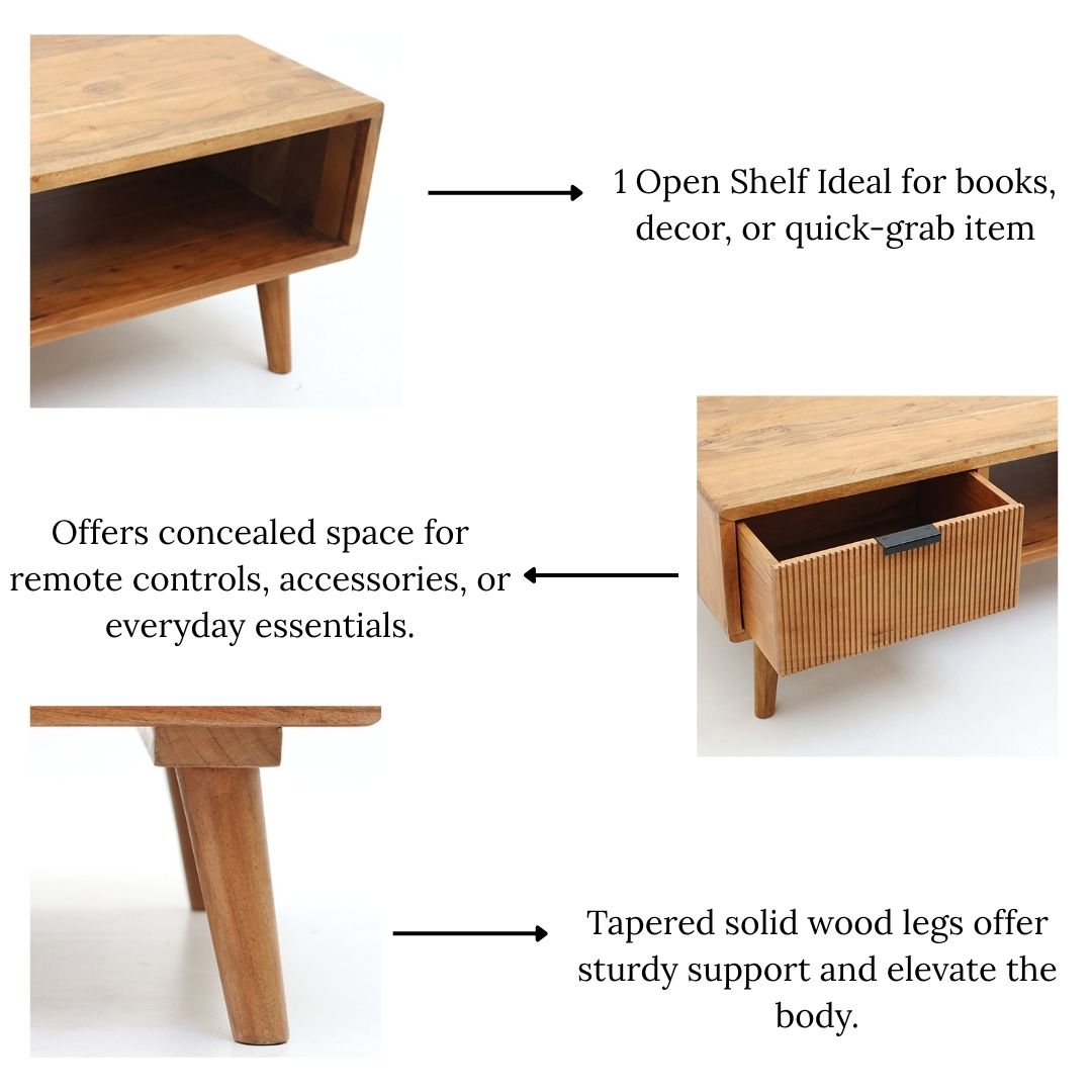 Modern Industrial Acacia Wood Sideboard with Black Metal Base SLI-1067