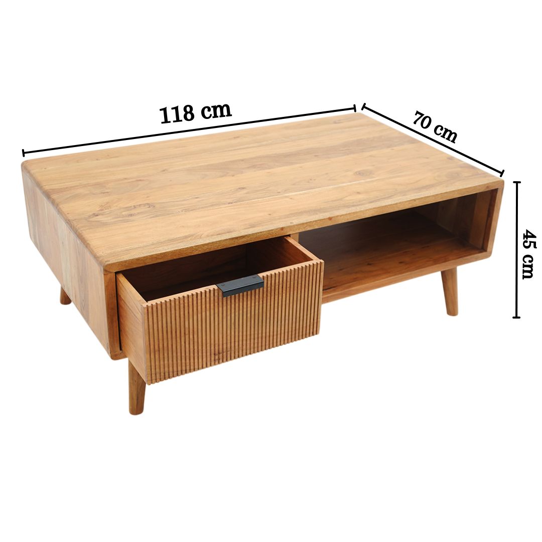 Modern Industrial Acacia Wood Sideboard with Black Metal Base SLI-1067