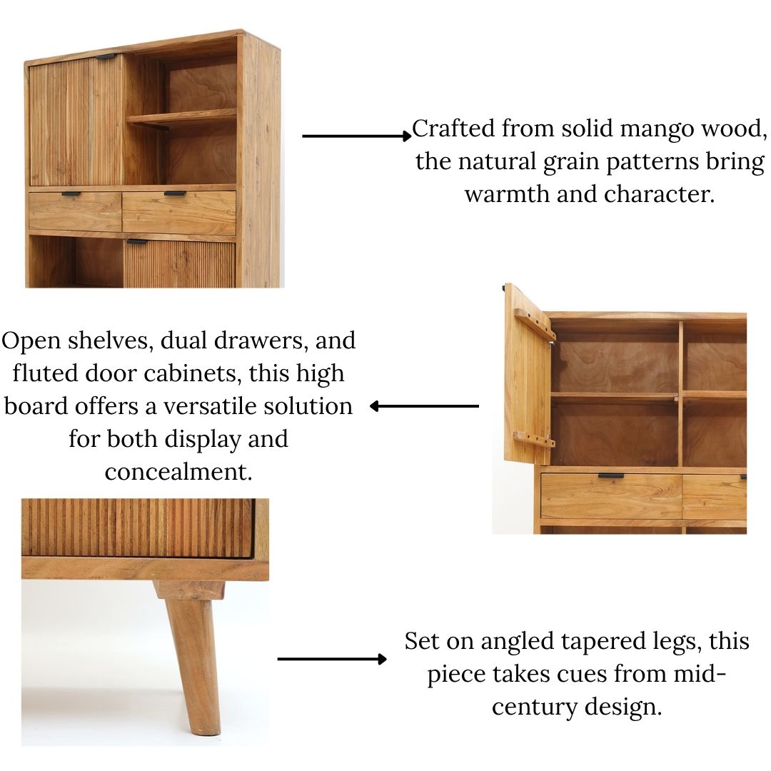 Handcrafted Acacia Wood Cabinet With Open Shelves SLI-1072