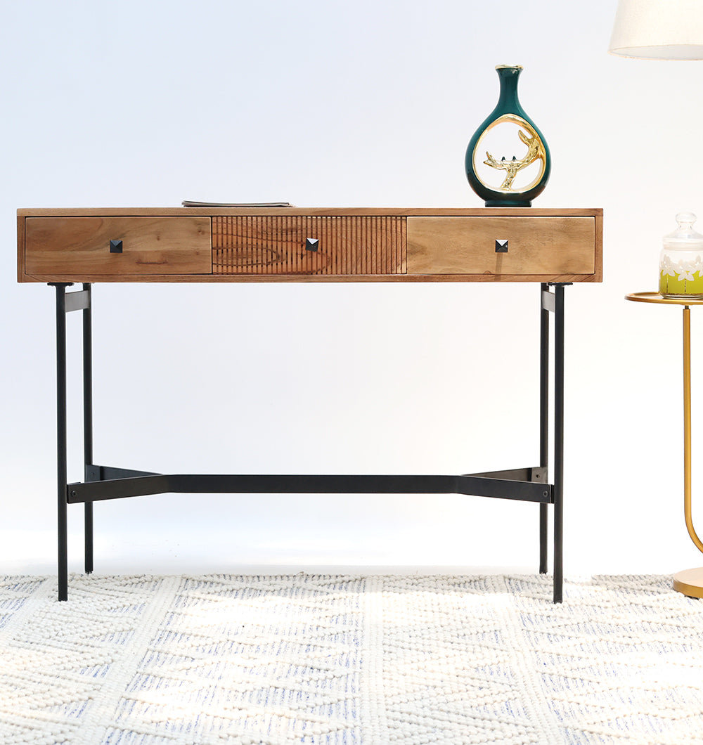 Wooden Sideboard Cabinet – Solid Acacia & Metal Base SLI-1081