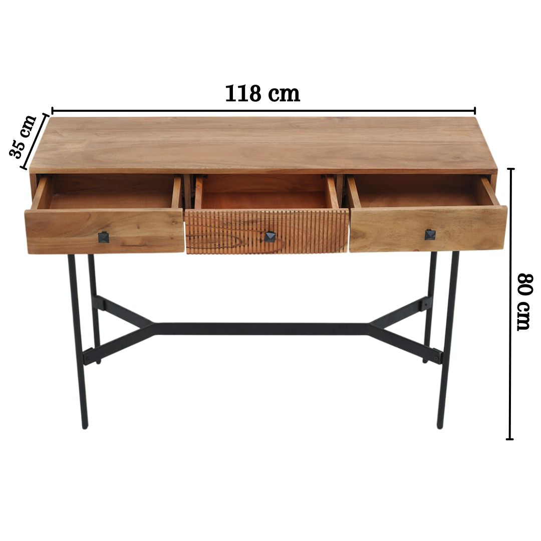 Wooden Sideboard Cabinet – Solid Acacia & Metal Base SLI-1081