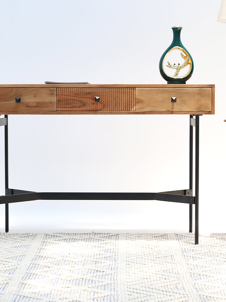 Wooden Sideboard Cabinet – Solid Acacia & Metal Base SLI-1081