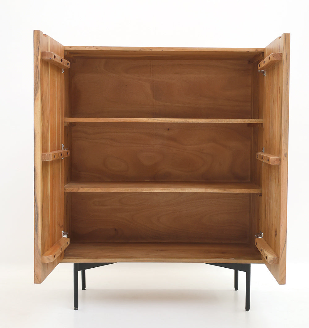 Natural Acacia Wood Sideboard Cabinet Almirah SLI-1085