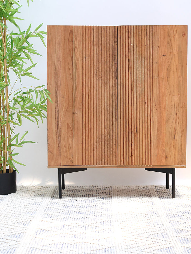 Natural Acacia Wood Sideboard Cabinet Almirah SLI-1085