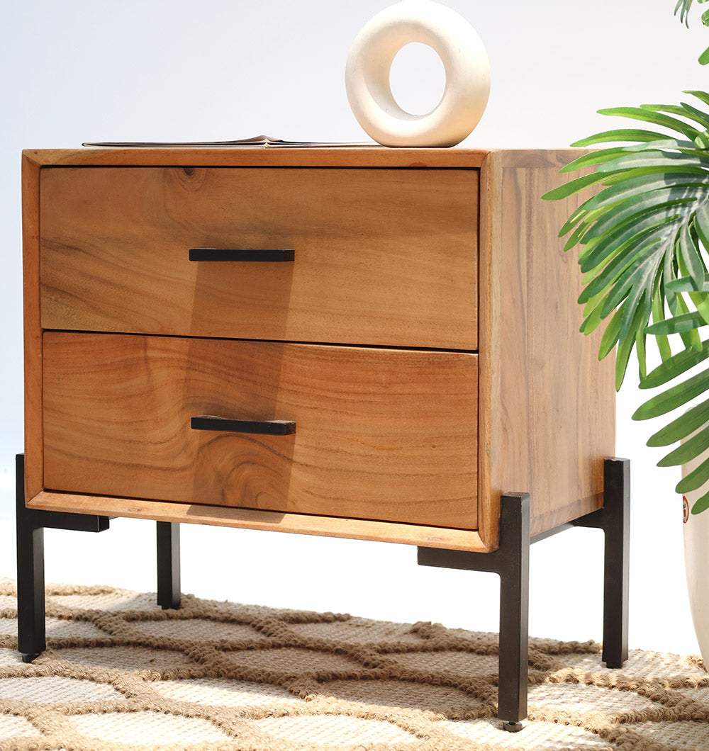 Solid Acacia Wood Sideboard Cabinet – 2 Drawer Storage Unit
