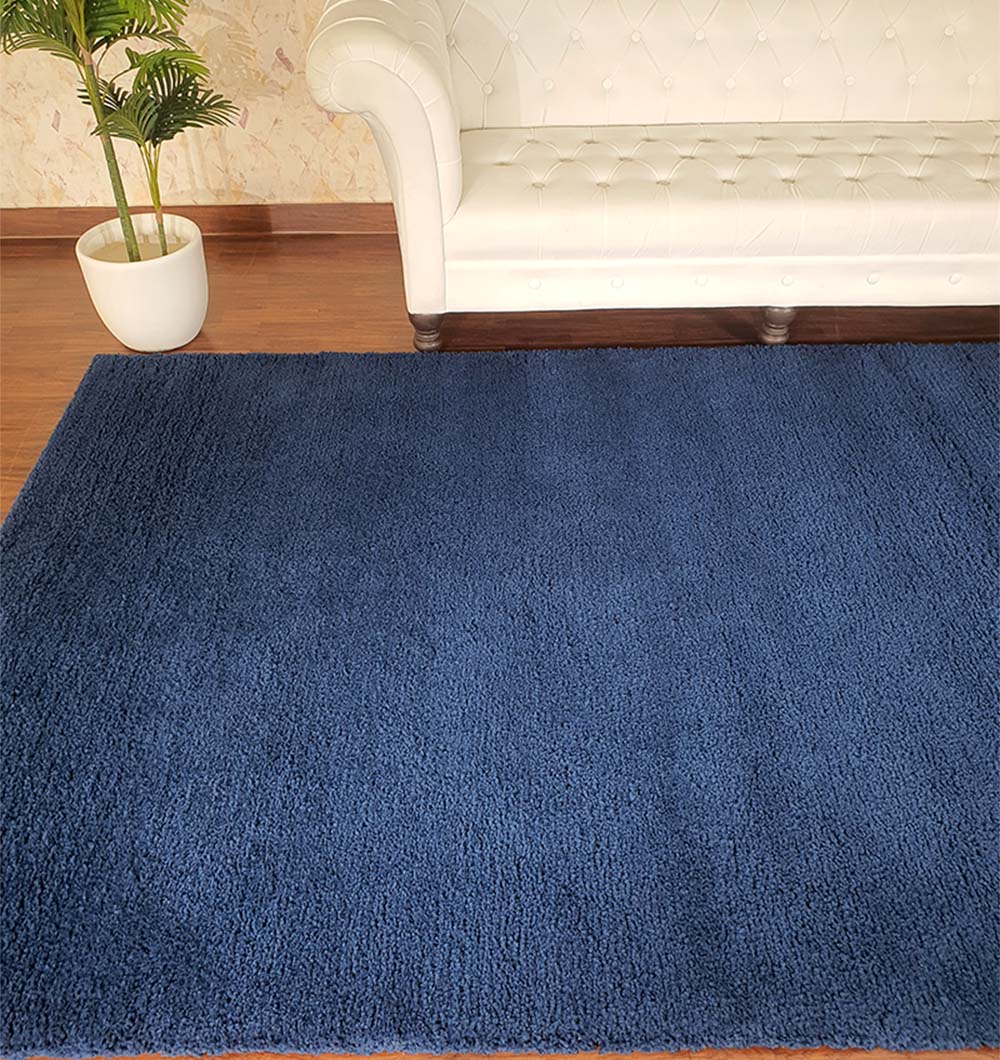 Scene showing the rectangular navy blue rug seamlessly blending into the interior design, enhancing the room's aesthetic.