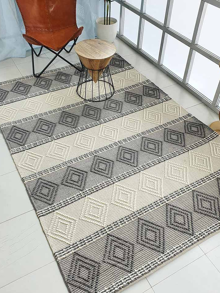 Natural Color Rectangle Woven Rug For Bedroom SRN-003