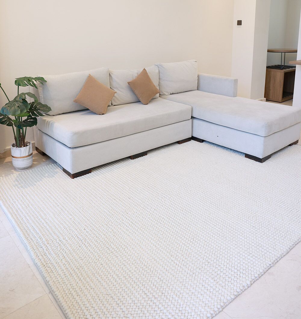 Natural White Color Woven Rug For Home Decor SRN-026