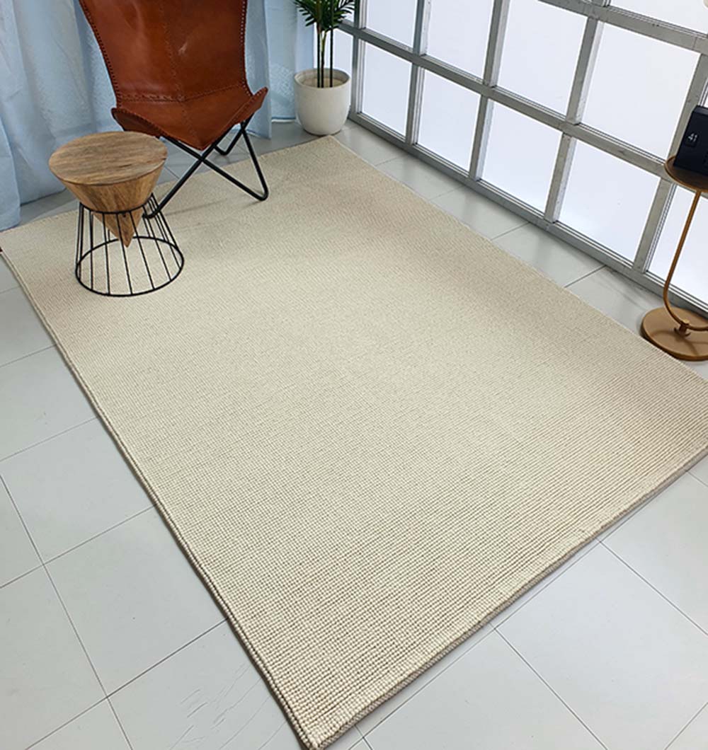 Natural White Color Woven Rug For Home Decor SRN-032