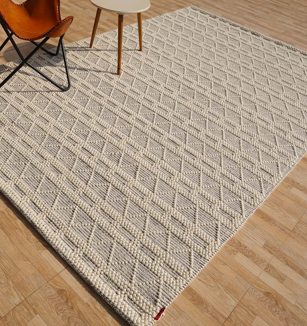 Wool & Cotton Woven Rug Area Rug With Natural Color SRN-040