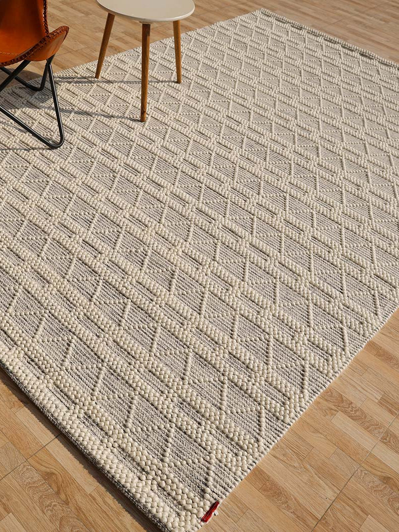 Wool & Cotton Woven Rug Area Rug With Natural Color SRN-040