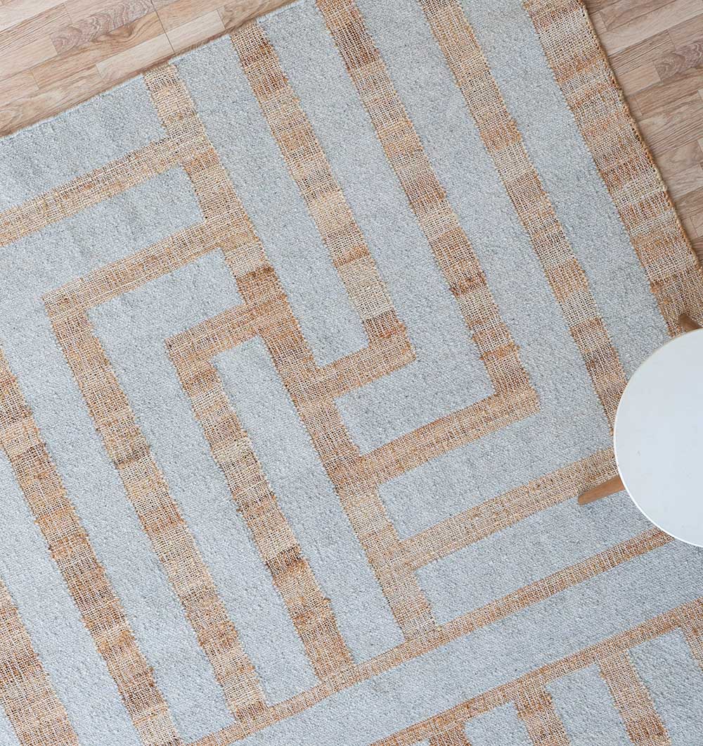 Jute & Wool Natural Color Hand Woven Rug WR-036