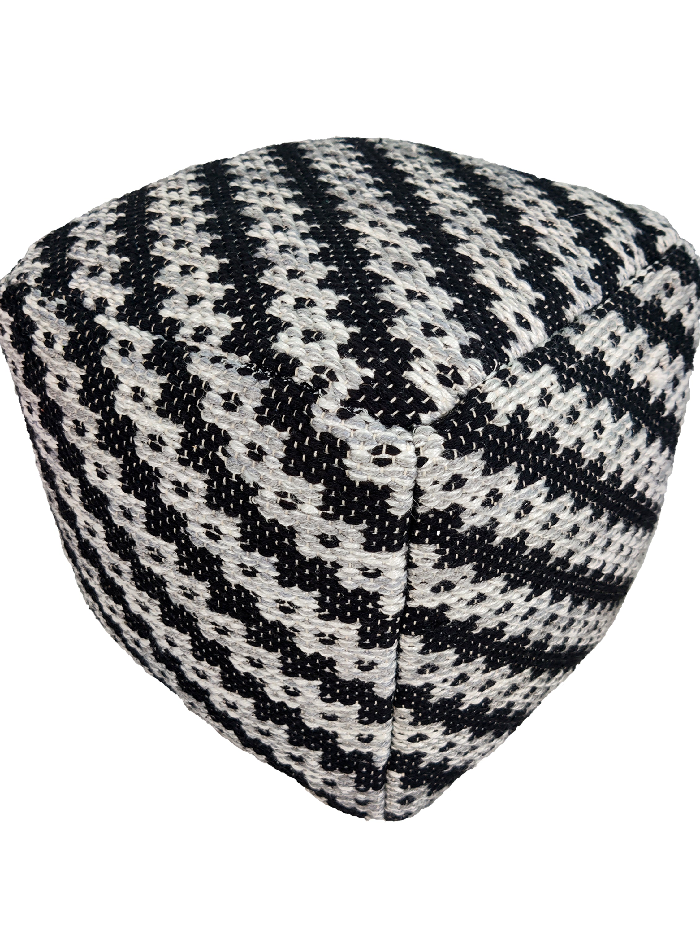 Black and grey printed pouf PF-113 with 100% polyester cover and thermocol filling