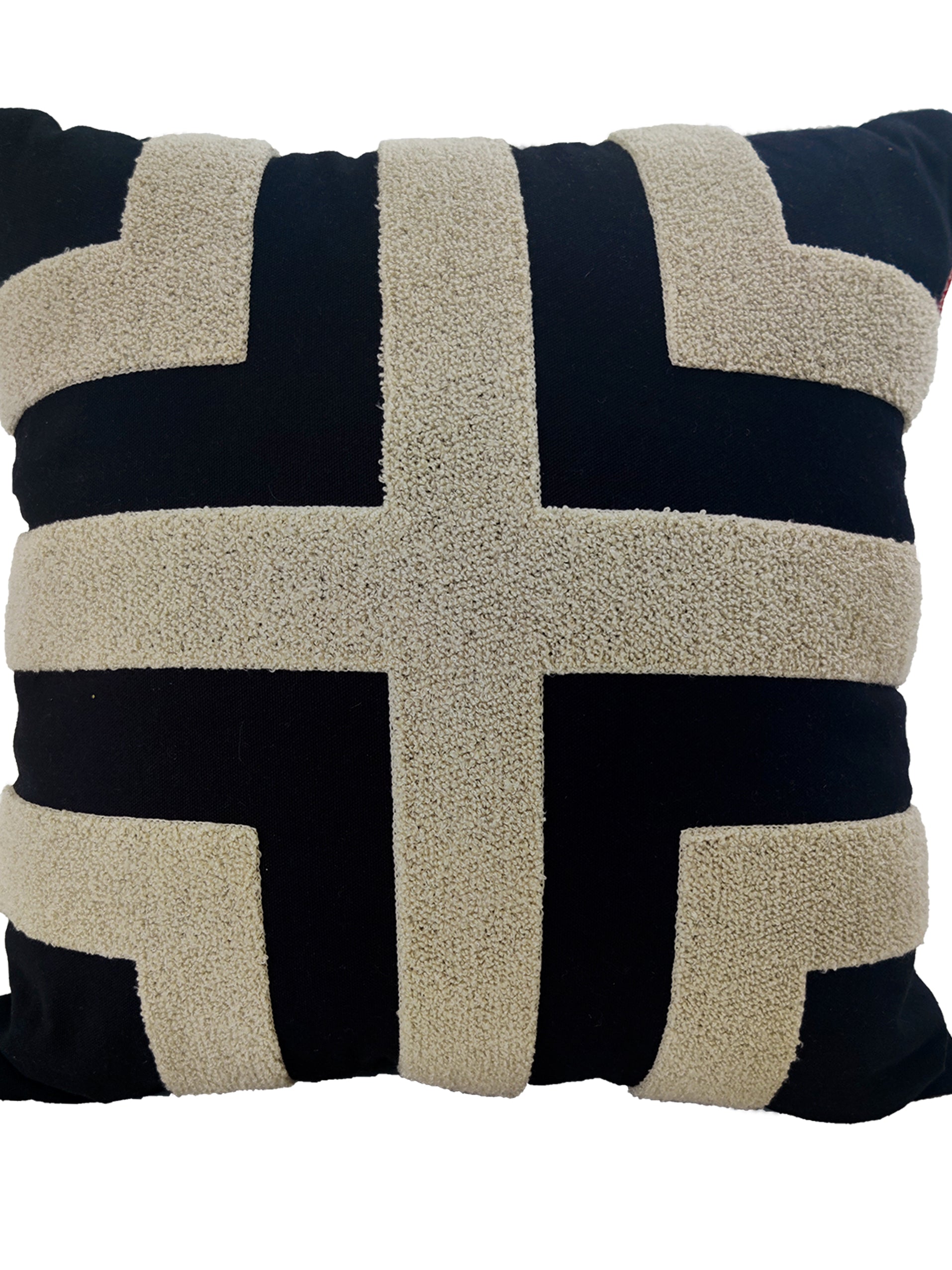 Black And White Boho Embroidery Cotton Cushion CS-260