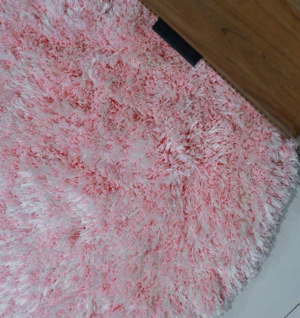 Light Pink Color Home Decor Round Shaggy Rug - SG 02